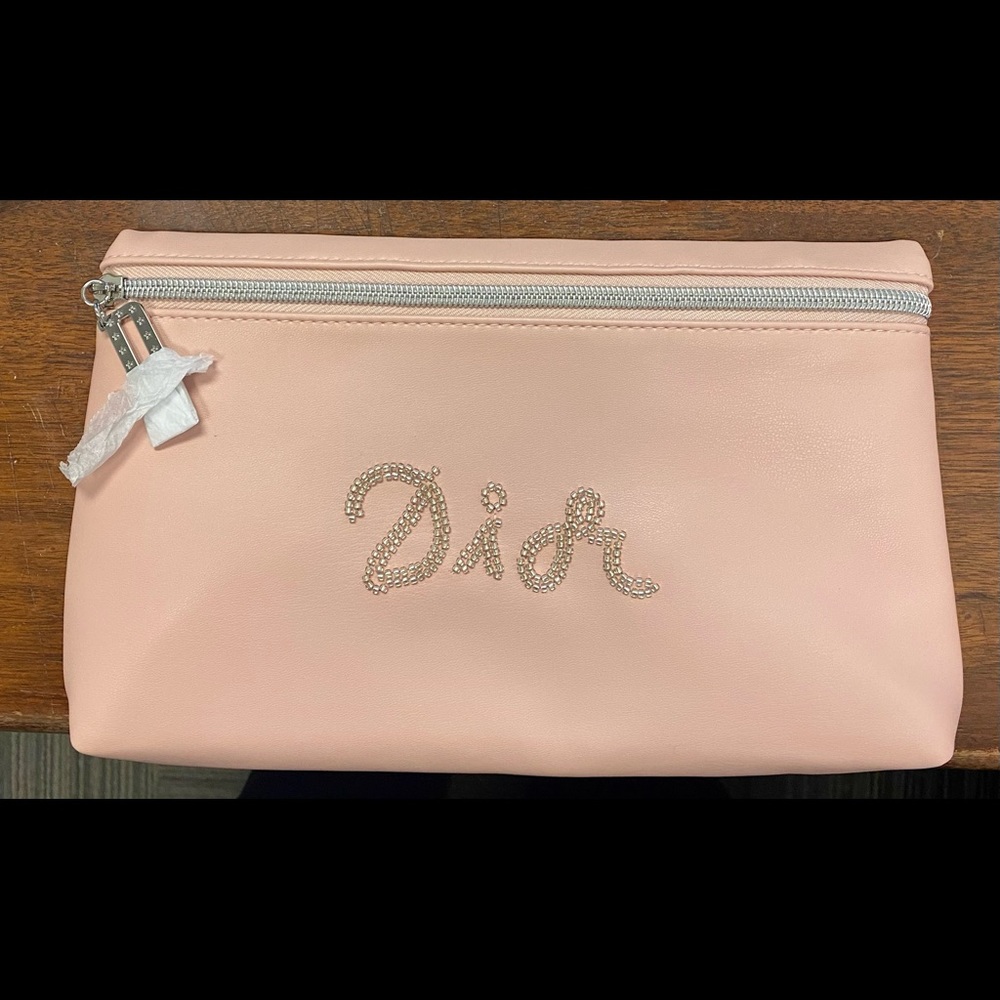 Dior Pouch Cosmetic Organizer Makeup Clutch Bag Pink Logo New, perfect condition